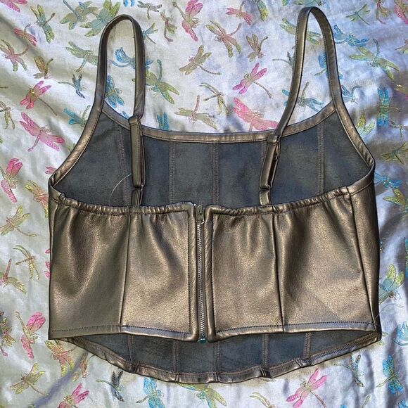 Kirious NWOT Space Age Outfit Set Metallic Skort/ Crop Top Cyberpunk Steampunk S - Picture 6 of 8